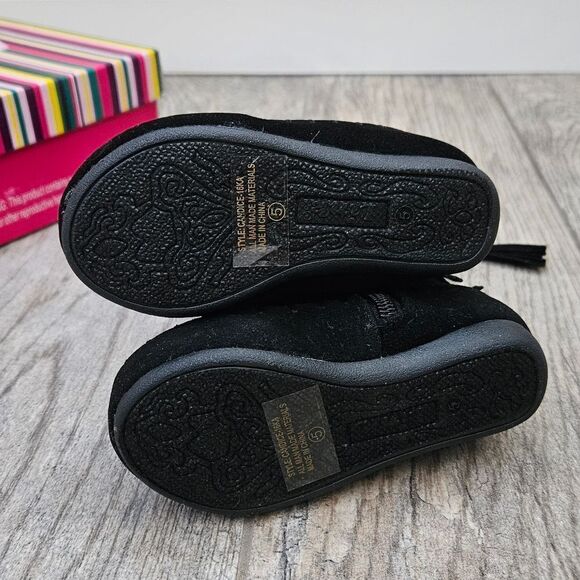 Link Candice 16KA Black Faux Suede Fringe Mid Calf Boots Size 5T - Picture 9 of 14